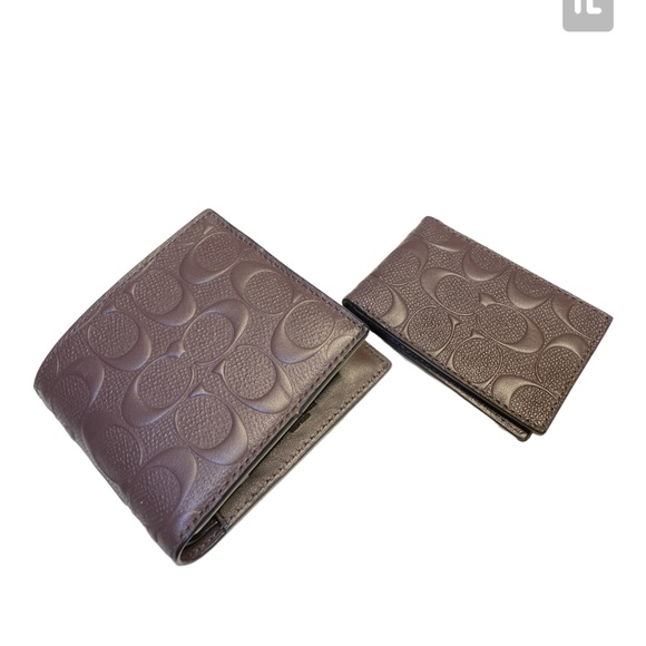 Coach F75371 Men Compact ID 3 in 1 Wallet Mahogany - Picture 4 of 7